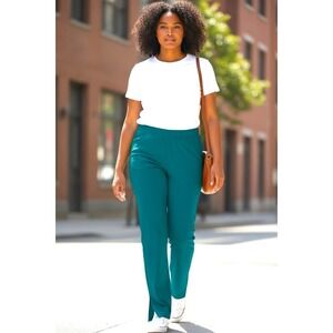(I-245) D&Co Active Womens Teal Pull-On Knit Pants Size Large Stretch Casual New
